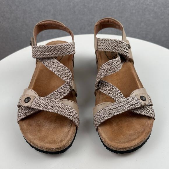 Taos Trulie Sandal US 8-8.5 | EU 39 Stone Woven Leather Strappy Adjustable New - Picture 6 of 15